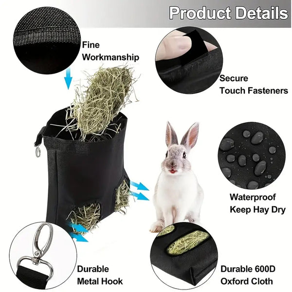 Pet Hay Feeder For Rabbit Hamster Feeding Bag, Hanging Food Bag, Big Hamster Feeding Grass Bag