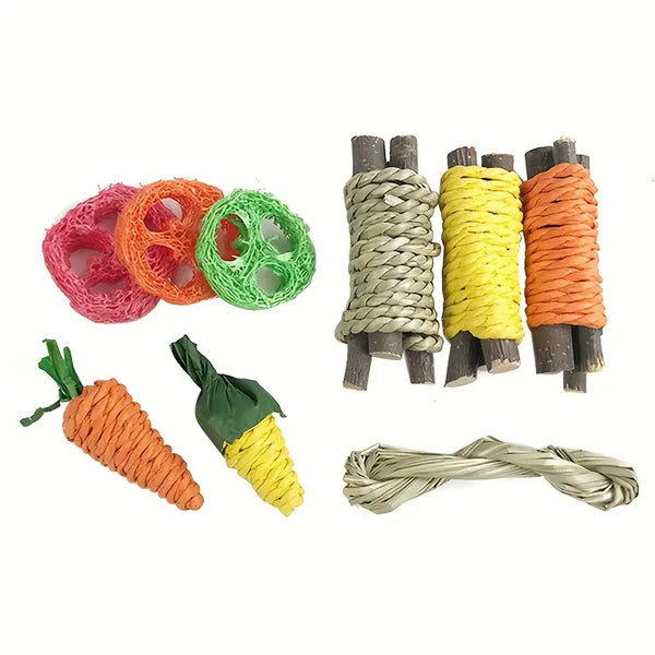 Small Animal Chew Toys For Rabbit Bunny Hamster Chinchillas, Small Animal Teeth Cleaning Molar Toys Pet Accessories