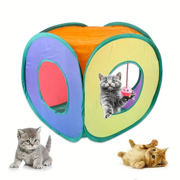 play tent for cats Foldable Rainbow Cat Tunnel - Outdoor Pet Play Tent and Playground Toy
