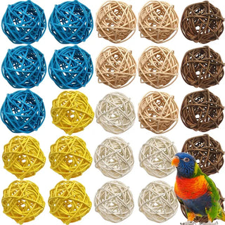 Assorted Color Pet Ball Toys for Dogs, Cats, Rabbits, Birds- Wicker Rattan Balls for Interactive Play and Exercise