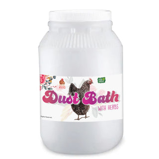 Dust bath with herbs for pet chickens