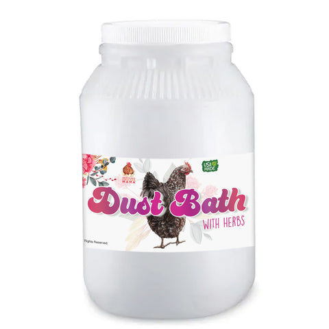 Dust bath with herbs for pet chickens
