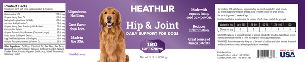 Heathlir Joint Chews With Glucosamine, Chondroitin, MSM, Turmeric, & Hemp For Dogs