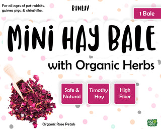 Mini Bale With Rose Petals For Rabbits, Guinea Pigs, Chinchillas, and Hamsters