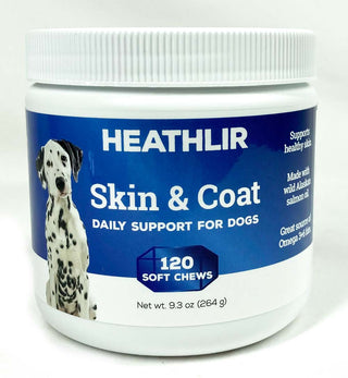 Heathlir Skin and Coat Supplement For Dogs With Salmon Oil, Biotin, Vitamin E, Omega 3